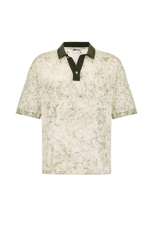 Yıkamalı Triko Oversize Polo Yaka Tişört