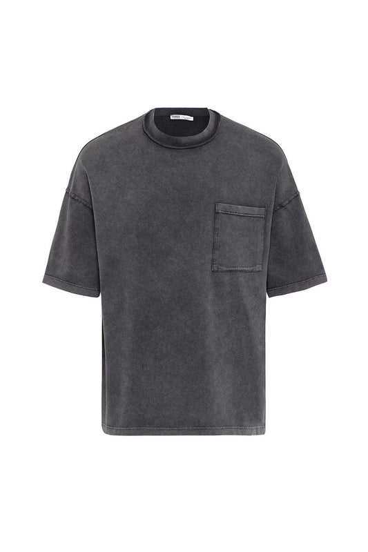 Yıkamalı Oversize Cepli Tişört