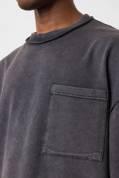 Yıkamalı Oversize Cepli Tişört