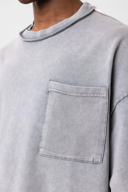 Yıkamalı Oversize Cepli Tişört