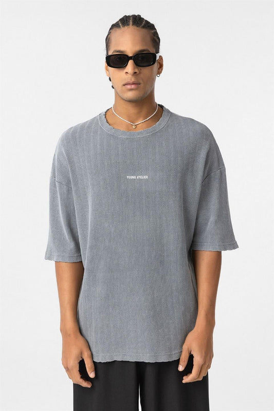 Yıkamalı Triko Oversize Tişört