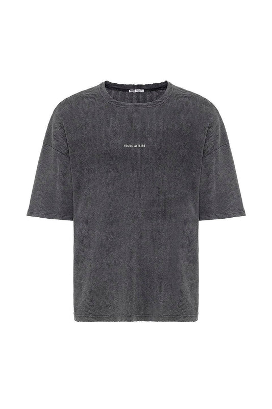 Yıkamalı Triko Oversize Tişört