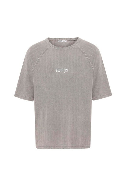 Yıkamalı Oversize Baskılı Triko Tişört