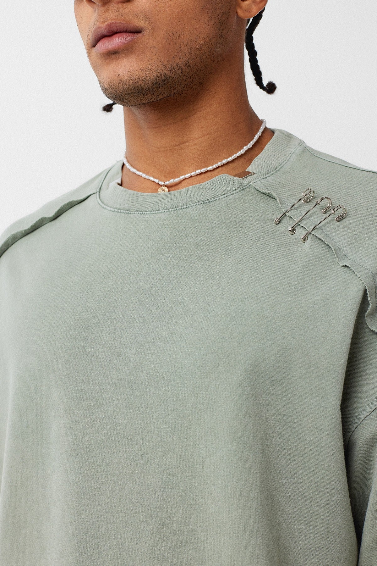 Yıkamalı Yaka Detaylı Oversize Tişört