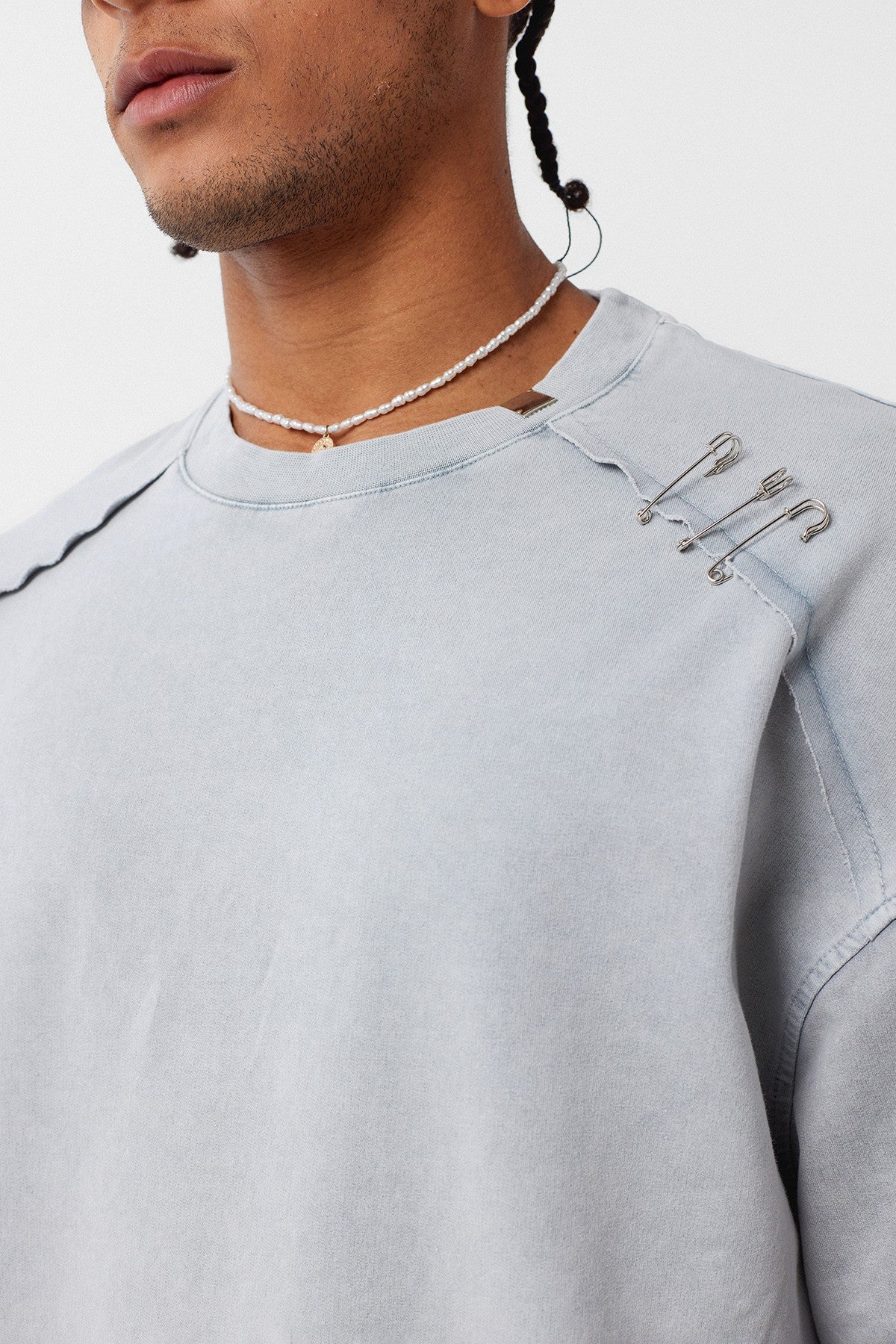 Yıkamalı Yaka Detaylı Oversize Tişört