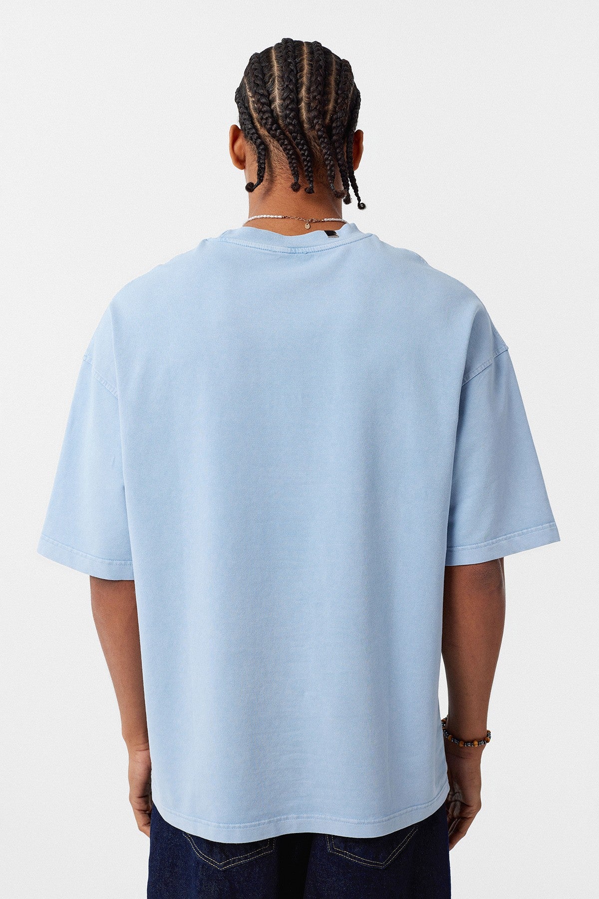 Yıkamalı Yaka Detaylı Oversize Tişört