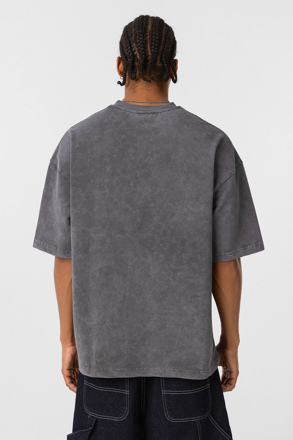 Yıkamalı Ön Baskılı Oversize Tişört
