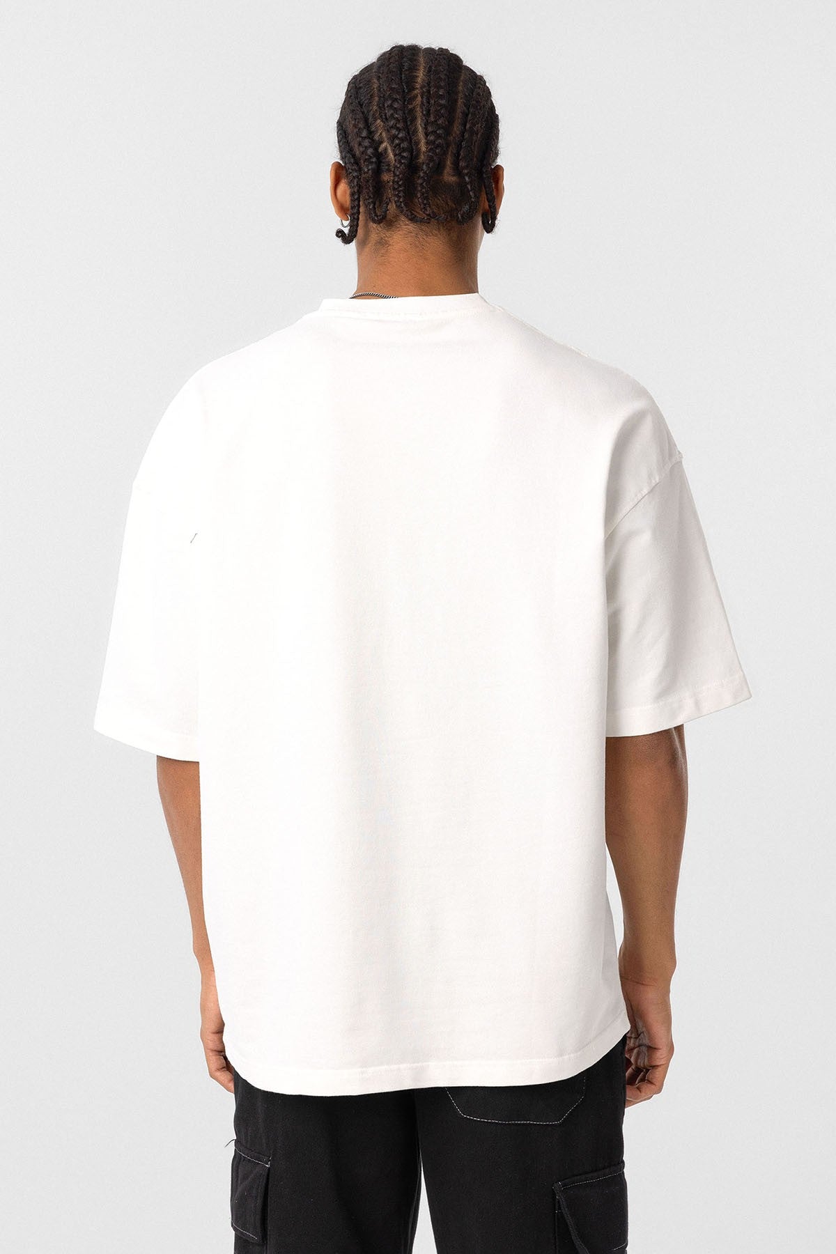 Yıkamalı Ön Baskılı Oversize Tişört