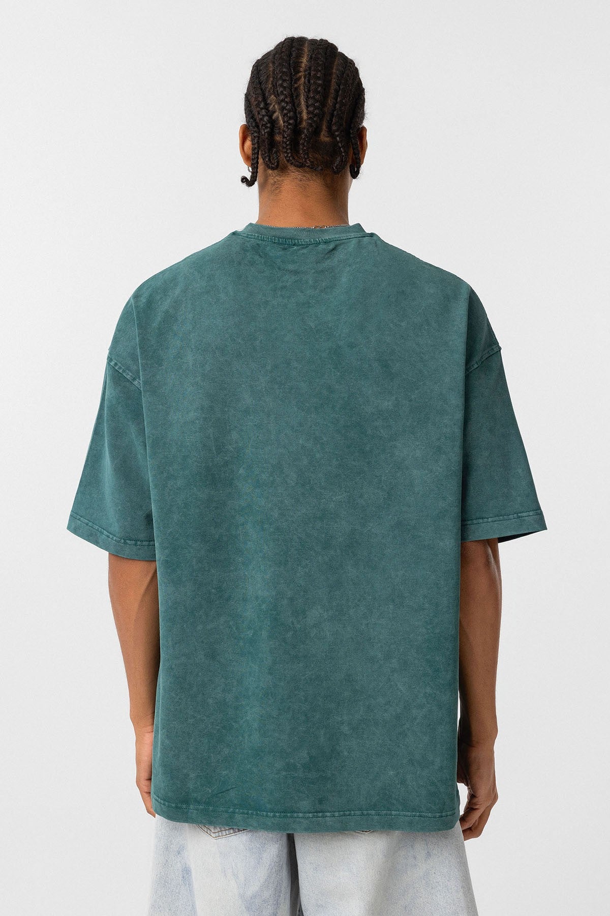 Yıkamalı Ön Baskılı Oversize Tişört