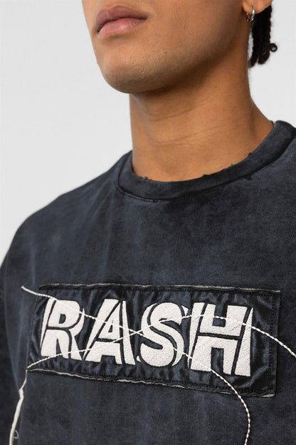 Yıkamalı Oversize Baskılı Tişört