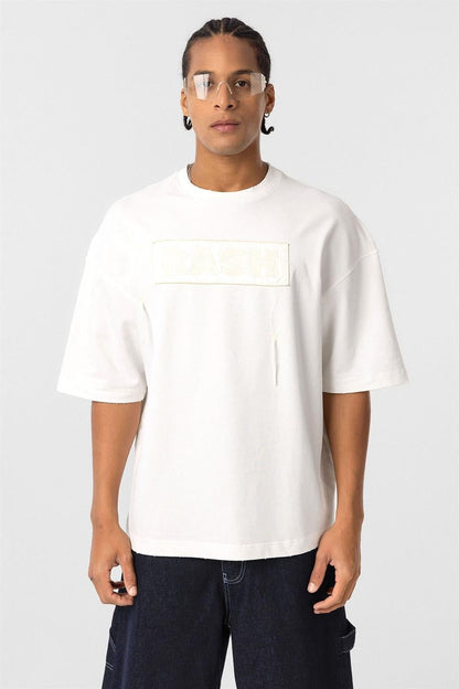 Yıkamalı Oversize Baskılı Tişört