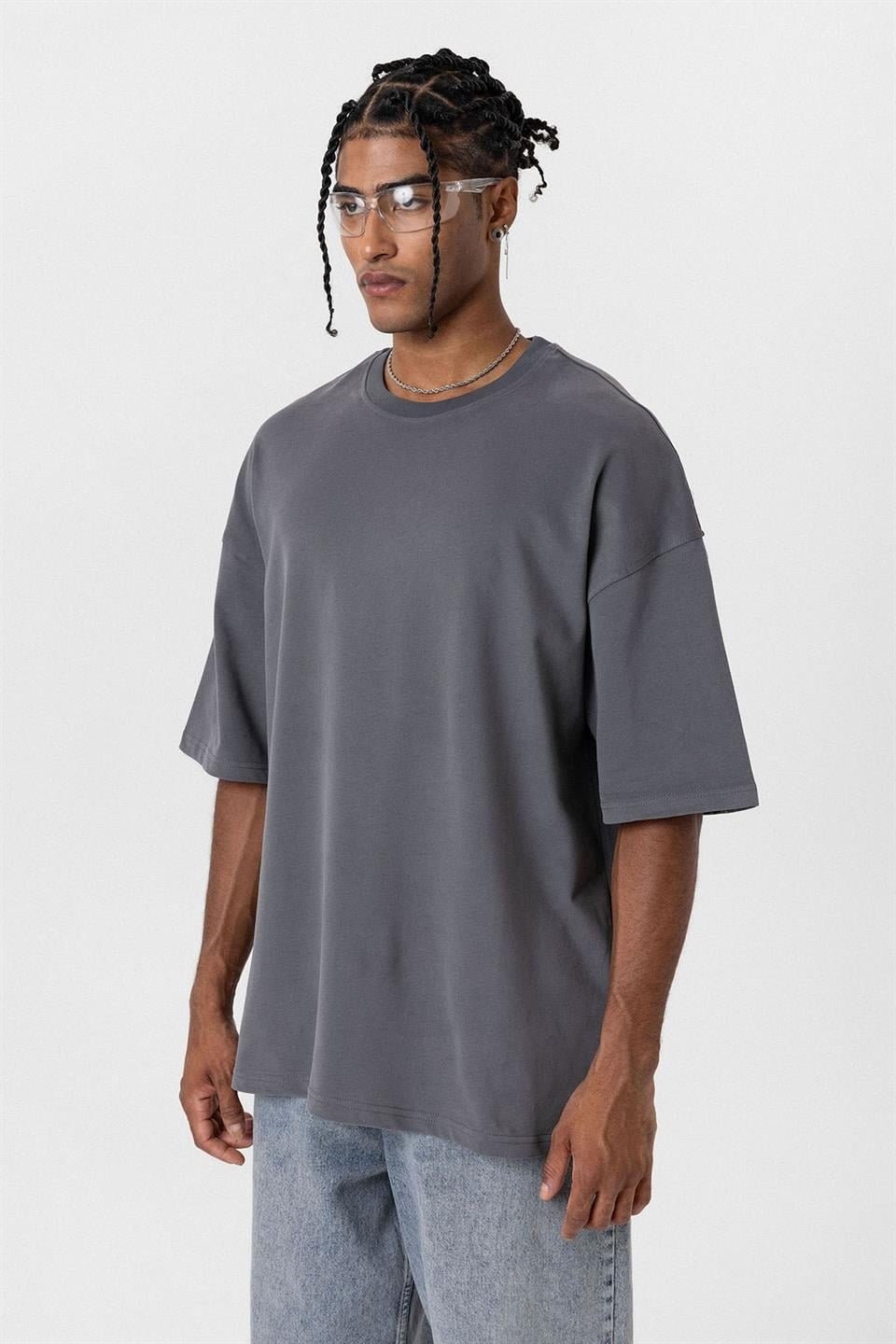 Basic Oversize Bisiklet Yaka Tişört
