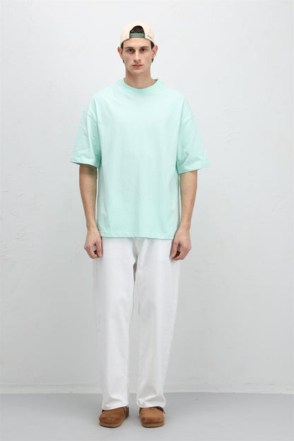 Basic Oversize Bisiklet Yaka Tişört