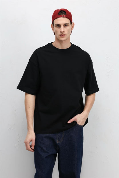 Basic Oversize Bisiklet Yaka Tişört
