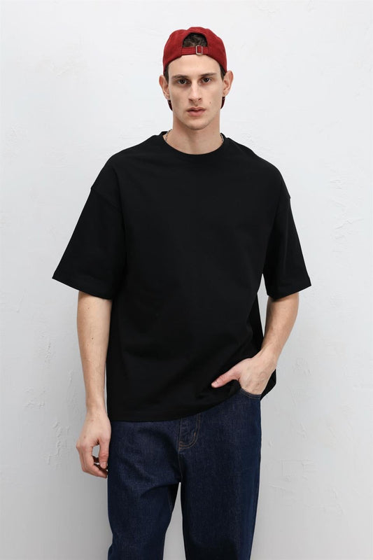 Basic Oversize Bisiklet Yaka Tişört