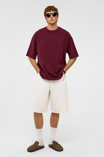 Basic Oversize Bisiklet Yaka Tişört