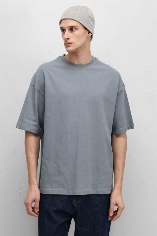 Basic Oversize Bisiklet Yaka Tişört