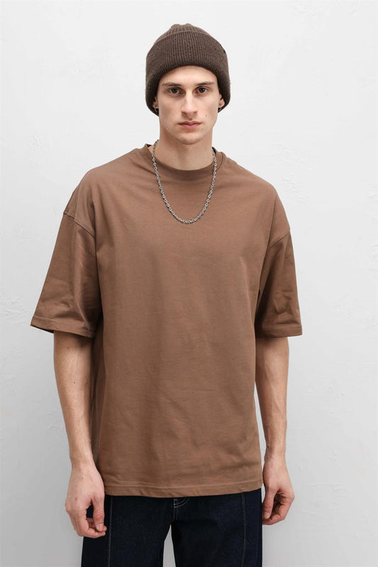 Basic Oversize Bisiklet Yaka Tişört