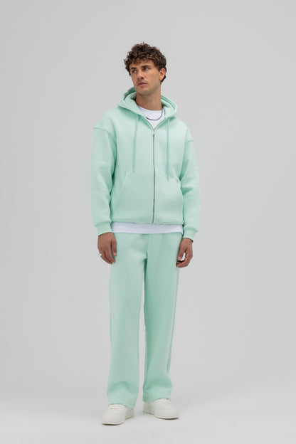 Basic Fermuarlı Oversize Kapüşonlu Sweatshirt