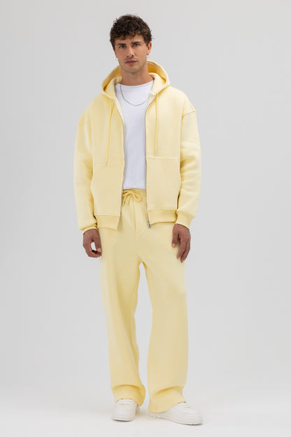 Basic Fermuarlı Oversize Kapüşonlu Sweatshirt
