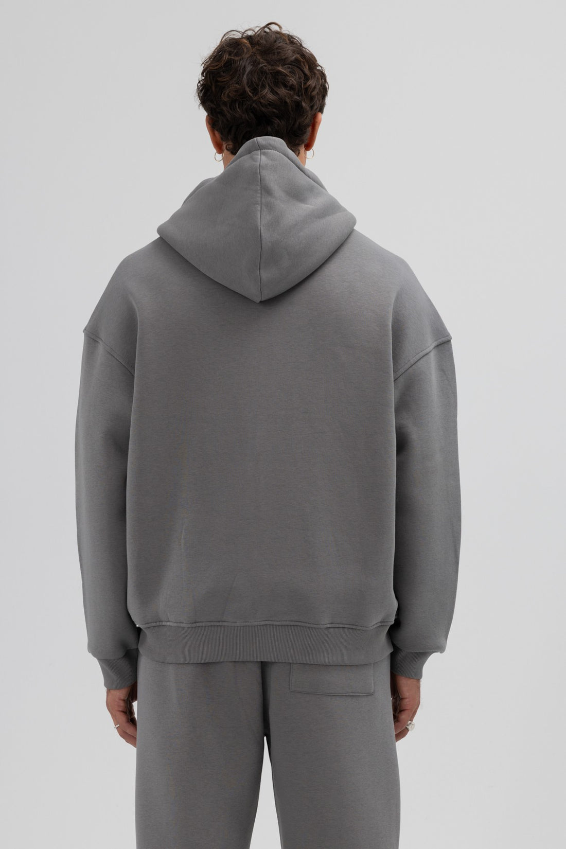 Basic Fermuarlı Oversize Kapüşonlu Sweatshirt