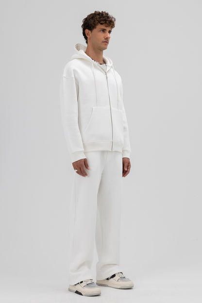 Basic Fermuarlı Oversize Kapüşonlu Sweatshirt