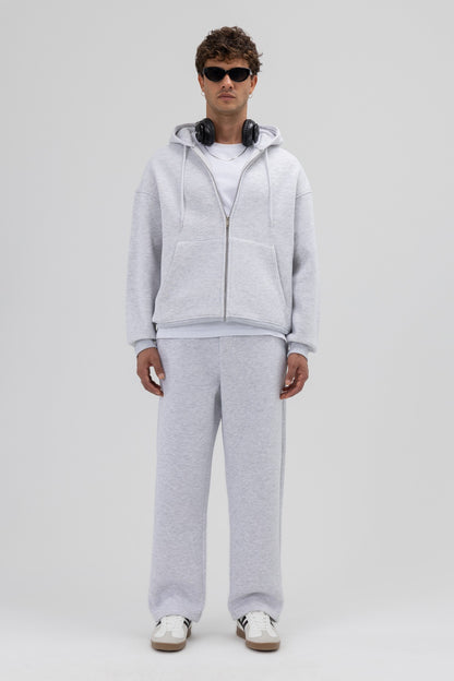 Basic Fermuarlı Oversize Kapüşonlu Sweatshirt