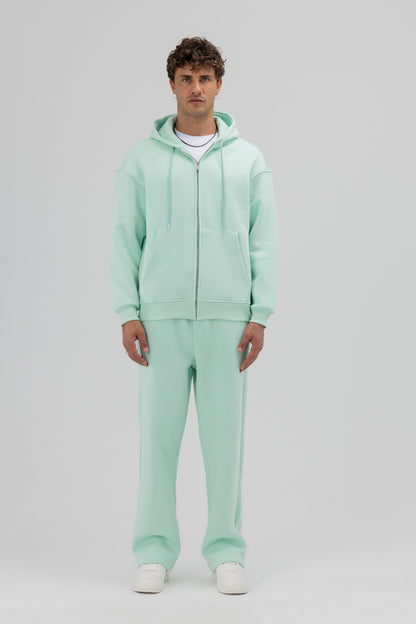 Basic Fermuarlı Oversize Kapüşonlu Sweatshirt