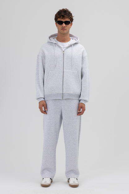 Basic Fermuarlı Oversize Kapüşonlu Sweatshirt