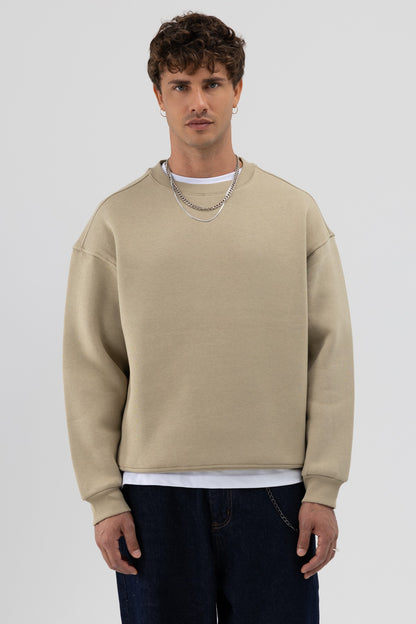 Basic Bisiklet Yaka Oversize Sweatshirt