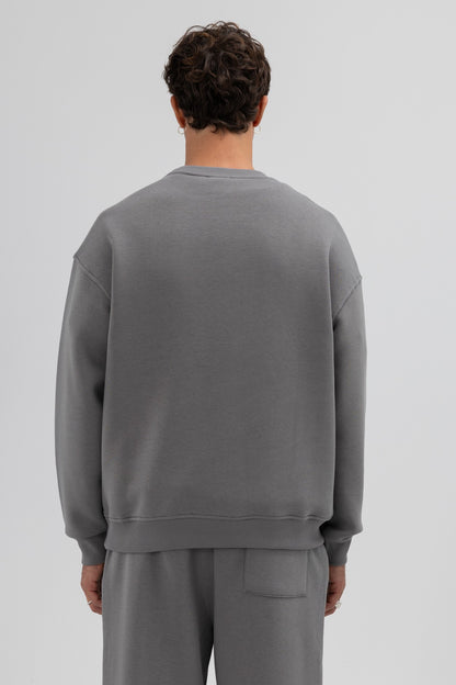Basic Bisiklet Yaka Oversize Sweatshirt