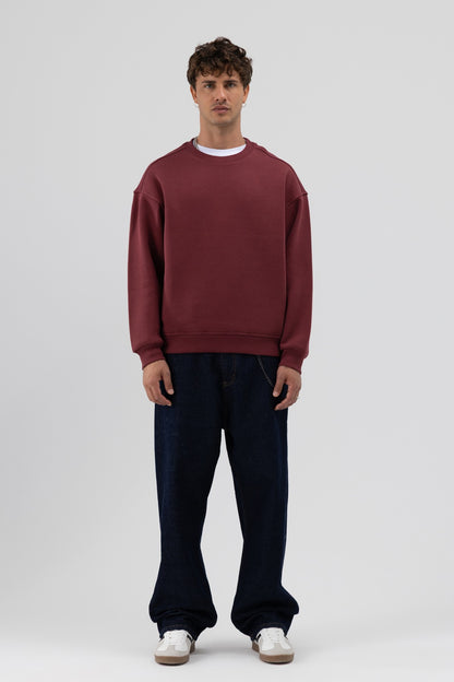 Basic Bisiklet Yaka Oversize Sweatshirt
