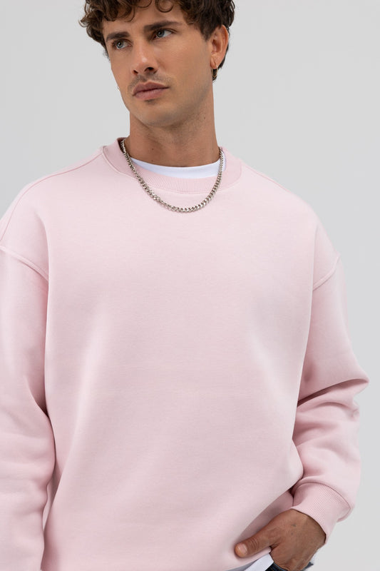 Basic Bisiklet Yaka Oversize Sweatshirt