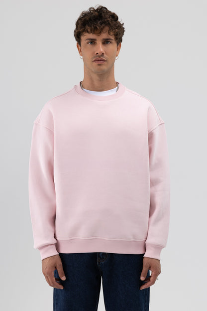 Basic Bisiklet Yaka Oversize Sweatshirt