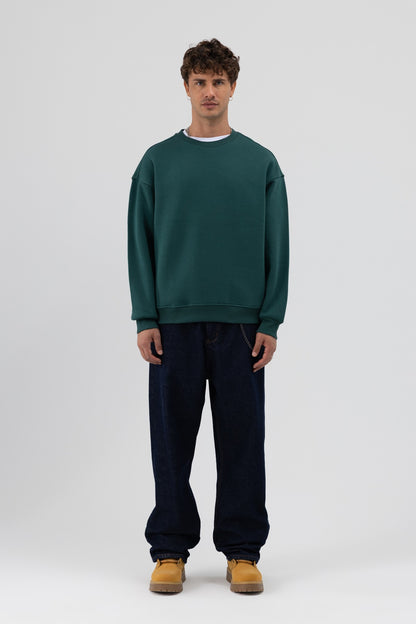 Basic Bisiklet Yaka Oversize Sweatshirt