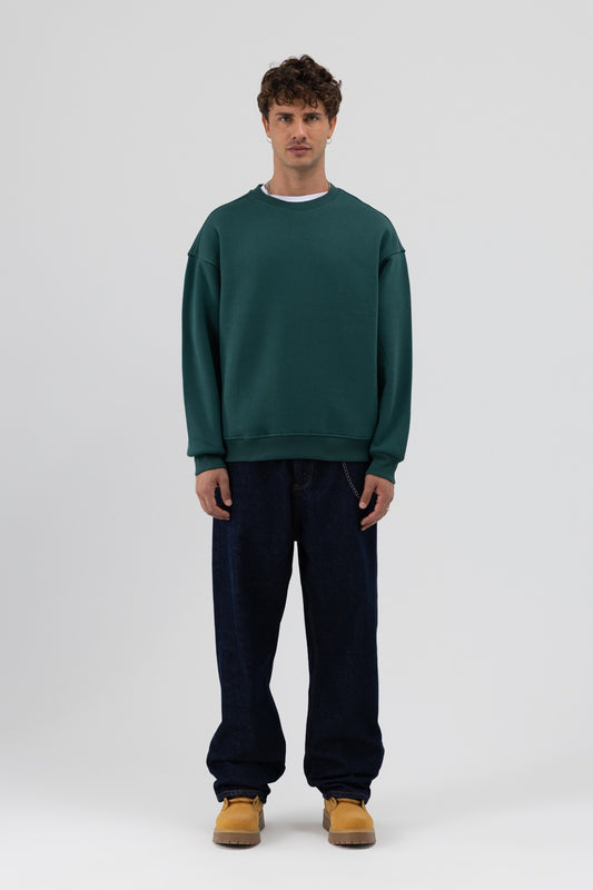 Basic Bisiklet Yaka Oversize Sweatshirt