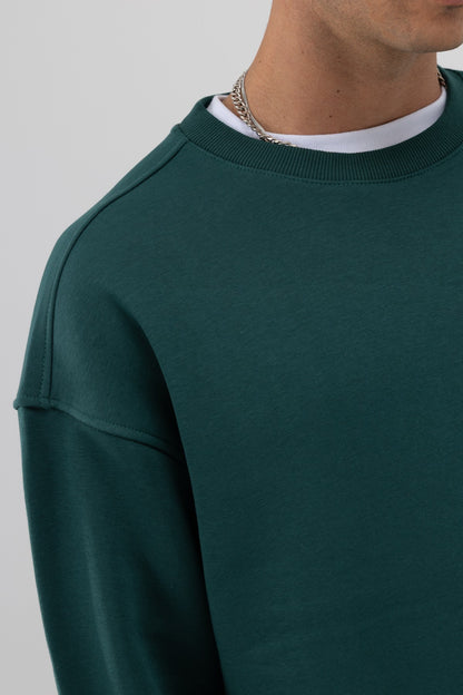 Basic Bisiklet Yaka Oversize Sweatshirt