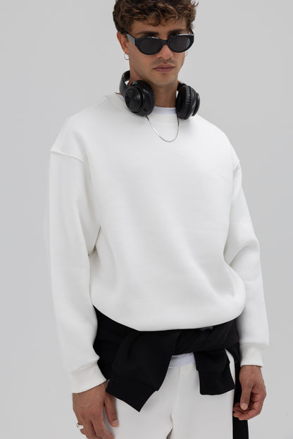 Basic Bisiklet Yaka Oversize Sweatshirt