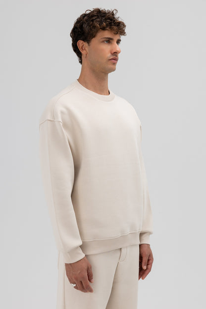 Basic Bisiklet Yaka Oversize Sweatshirt