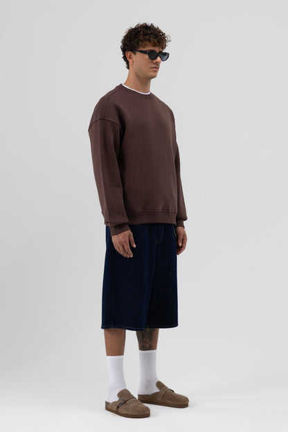 Basic Bisiklet Yaka Oversize Sweatshirt
