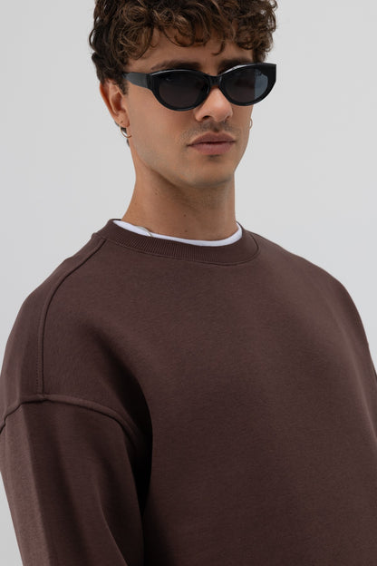 Basic Bisiklet Yaka Oversize Sweatshirt