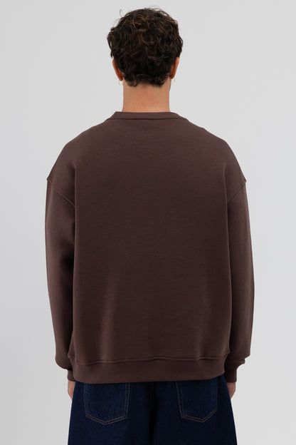 Basic Bisiklet Yaka Oversize Sweatshirt