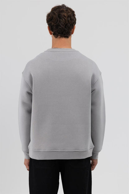 Basic Bisiklet Yaka Oversize Sweatshirt