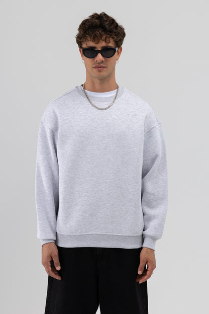 Basic Bisiklet Yaka Oversize Sweatshirt