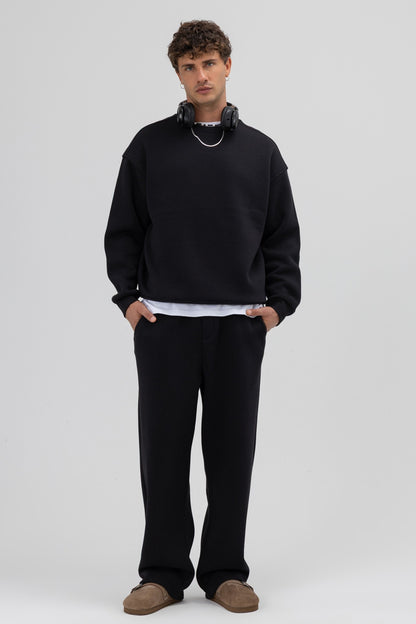 Basic Bisiklet Yaka Oversize Sweatshirt