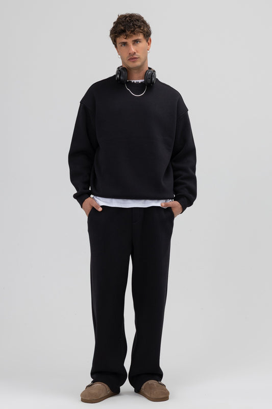 Basic Bisiklet Yaka Oversize Sweatshirt