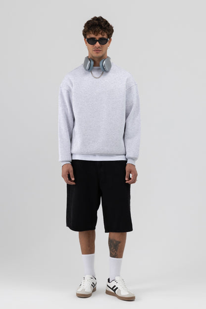 Basic Bisiklet Yaka Oversize Sweatshirt