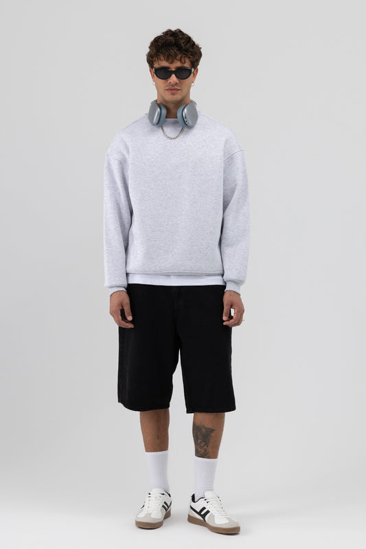 Basic Bisiklet Yaka Oversize Sweatshirt