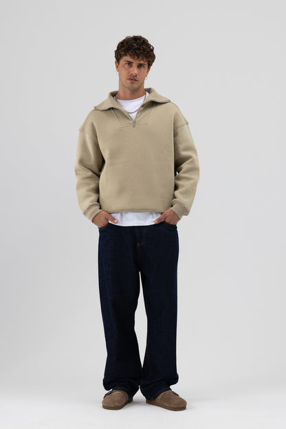 Basic Fermuarlı Dik Yaka Sweatshirt