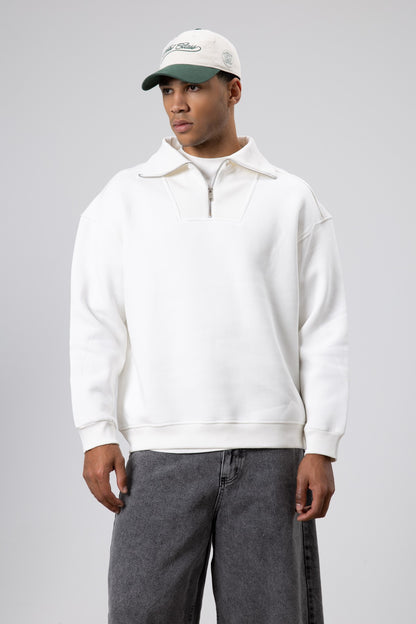 Basic Fermuarlı Dik Yaka Sweatshirt
